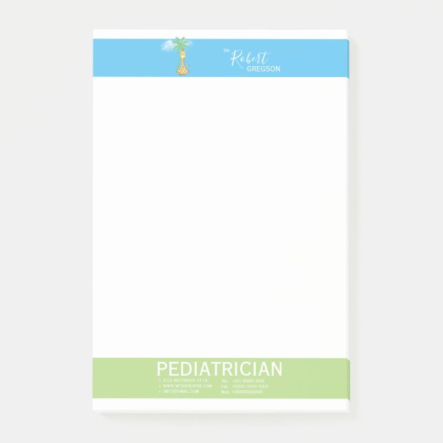 Cute Giraffe Paediatrician / Paediatrician Post-it Notes (Front)