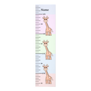 Cute Giraffe Pastel Growth Chart Add Child's Name Photo Print