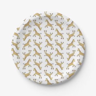 Cute Giraffe Pattern White Baby Shower Paper Plate