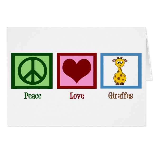 Cute Giraffe Peace Love Giraffes Card (Front Horizontal)