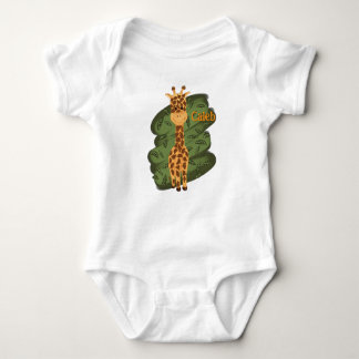 Cute Giraffe Personalised Baby Bodysuit
