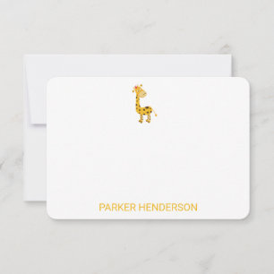 Cute Giraffe Personalised Stationery Set Thank You Card