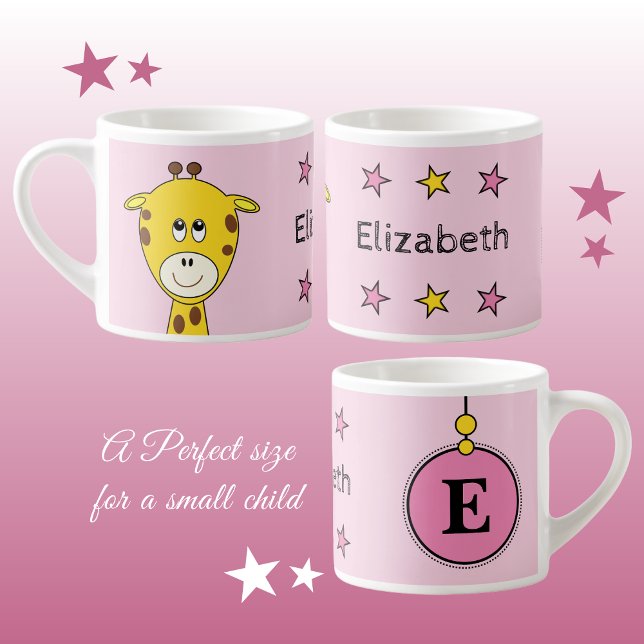 Cute giraffe pink yellow with stars child's espresso cup (Creator Uploaded)