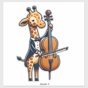 Cute Giraffe Playing Cello Giraffes Musician Music