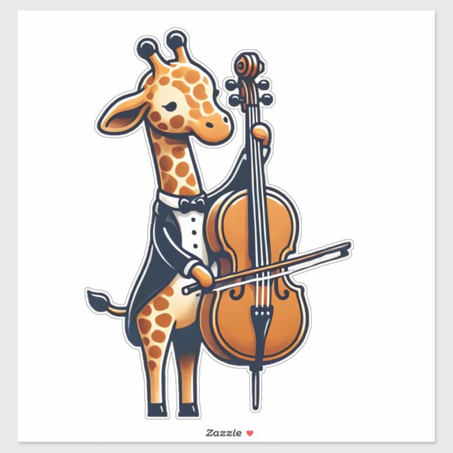 Cute Giraffe Playing Cello Giraffes Musician Music (Sheet)