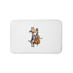 Cute Giraffe Playing Cello Giraffes Musician Music Bath Mat