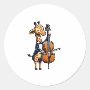Cute Giraffe Playing Cello Giraffes Musician Music Classic Round Sticker
