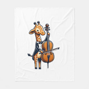 Cute Giraffe Playing Cello Giraffes Musician Music Fleece Blanket