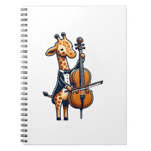 Cute Giraffe Playing Cello Giraffes Musician Music Notebook