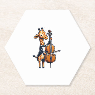 Cute Giraffe Playing Cello Giraffes Musician Music Paper Coaster