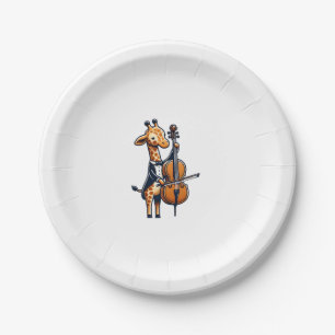 Cute Giraffe Playing Cello Giraffes Musician Music Paper Plate