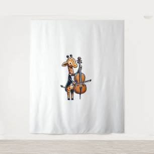 Cute Giraffe Playing Cello Giraffes Musician Music Tapestry