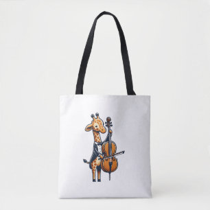 Cute Giraffe Playing Cello Giraffes Musician Music Tote Bag