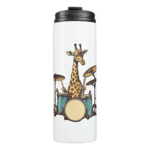 Cute Giraffe Playing Drums Giraffes Drummer Music Thermal Tumbler