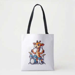 Cute Giraffe Playing Drums Giraffes Drummer Music  Tote Bag