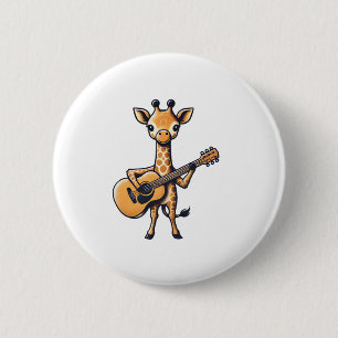 Cute Giraffe Playing Guitar Giraffes Musician Musi 6 Cm Round Badge