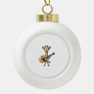 Cute Giraffe Playing Guitar Giraffes Musician Musi Ceramic Ball Christmas Ornament