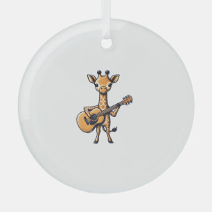 Cute Giraffe Playing Guitar Giraffes Musician Musi Glass Tree Decoration