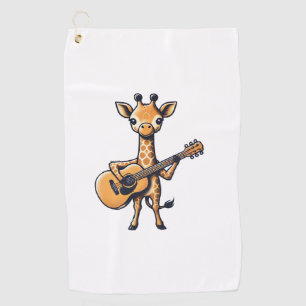 Cute Giraffe Playing Guitar Giraffes Musician Musi Golf Towel