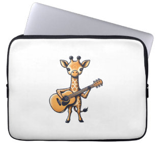 Cute Giraffe Playing Guitar Giraffes Musician Musi Laptop Sleeve