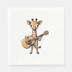 Cute Giraffe Playing Guitar Giraffes Musician Musi Napkin