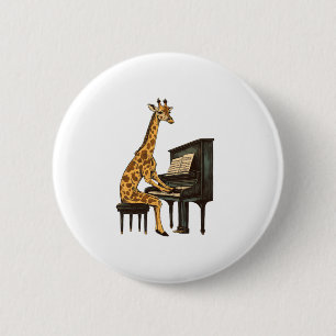Cute Giraffe Playing Piano Giraffes Musician Music 6 Cm Round Badge