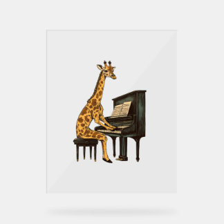 Cute Giraffe Playing Piano Giraffes Musician Music Acrylic Sign
