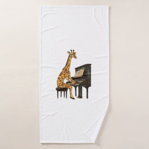 Cute Giraffe Playing Piano Giraffes Musician Music Bath Towel