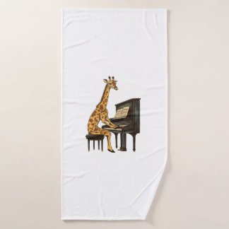 Cute Giraffe Playing Piano Giraffes Musician Music Bath Towel