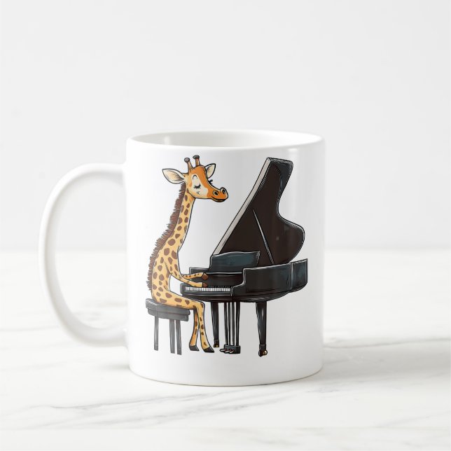 Cute Giraffe Playing Piano Giraffes Musician Music Coffee Mug (Left)