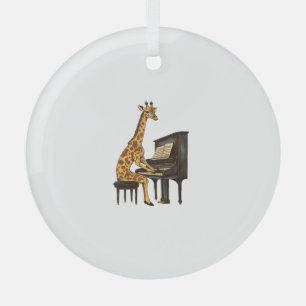 Cute Giraffe Playing Piano Giraffes Musician Music Glass Tree Decoration