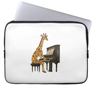 Cute Giraffe Playing Piano Giraffes Musician Music Laptop Sleeve