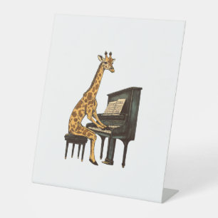 Cute Giraffe Playing Piano Giraffes Musician Music Pedestal Sign
