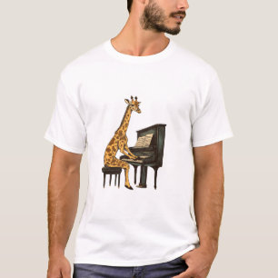 Cute Giraffe Playing Piano Giraffes Musician Music T-Shirt