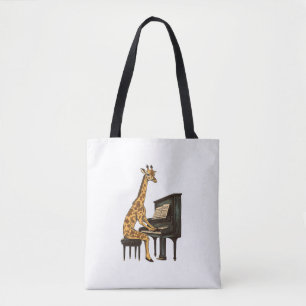 Cute Giraffe Playing Piano Giraffes Musician Music Tote Bag