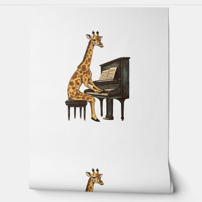 Cute Giraffe Playing Piano Giraffes Musician Music Wallpaper (Unrolling)