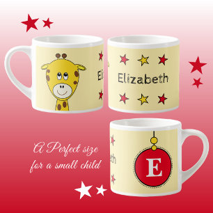 Cute giraffe red yellow with stars child's espresso cup