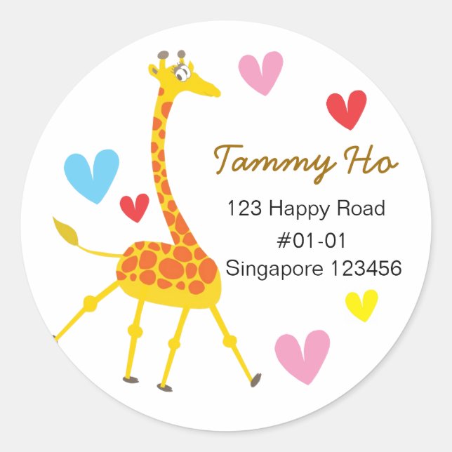 Cute Giraffe Return Address Sticker (Front)