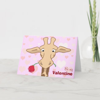 Cute Giraffe & Rose Valentine Card