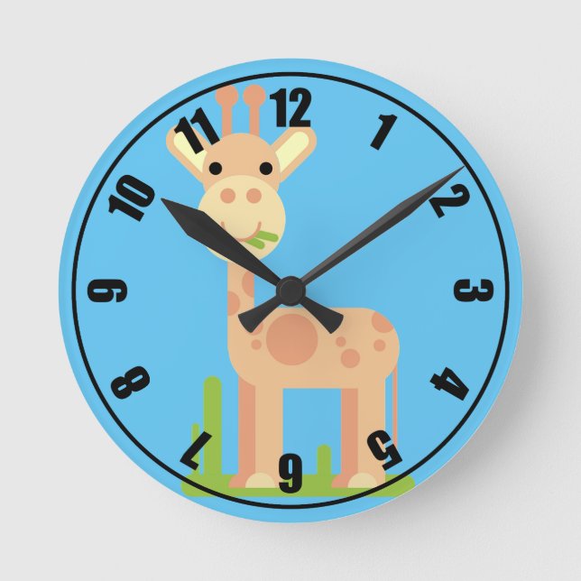 Cute Giraffe Round Clock (Front)