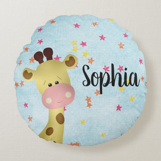 Cute Giraffe Round Cushion (Front)