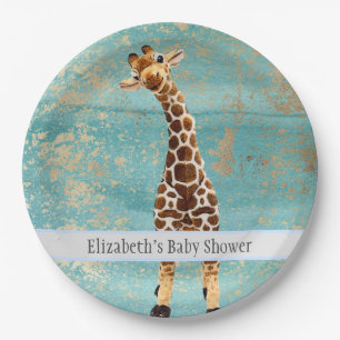 Cute Giraffe Safari Animal Jungle Baby Shower Paper Plate