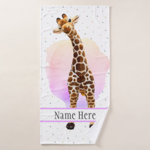 Cute Giraffe Safari Animal Jungle Wild Name  Bath  Bath Towel