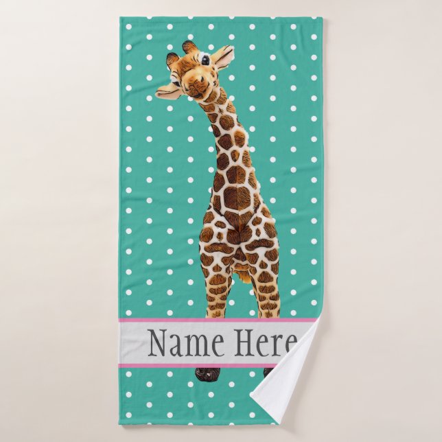 Cute Giraffe Safari Animal Jungle Wild Name  Bath Towel (Bath Towel)