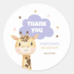 Cute Giraffe Safari Animal Kids Birthday Classic Round Sticker