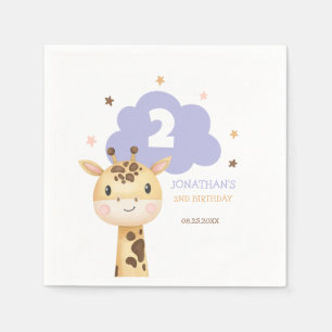 Cute Giraffe Safari Animal Kids Birthday Napkin