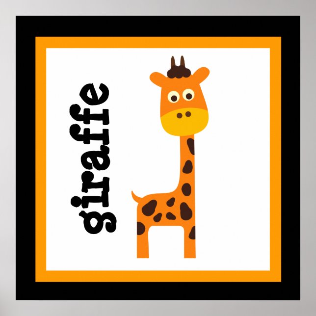 Cute Giraffe Safari Animals Baby Kids Poster (Front)