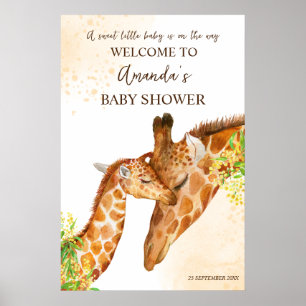 Cute Giraffe safari baby shower welcome sign