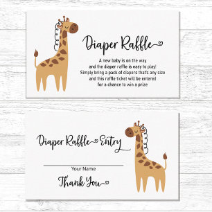 Cute Giraffe Safari Diaper Raffle Baby Shower Enclosure Card