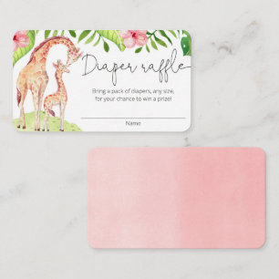 Cute giraffe safari girl diaper raffle cards